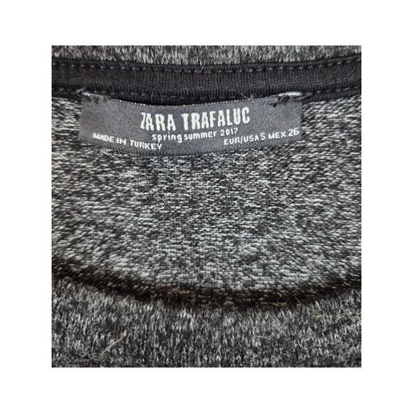 Zara Trafaluc Soft Turkish Poly Blend Flannel Tee Heathered Black Gray Sz S - Picture 5 of 6